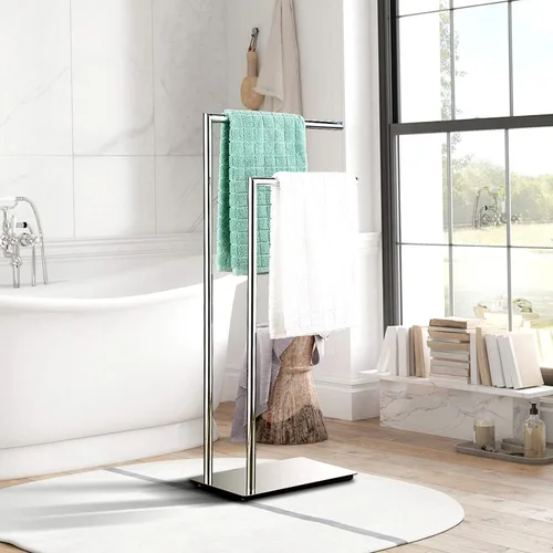 Vista 5 de Toalleros dobles independientes Accesorios de baño Toallero Soporte en piso Latón Cromo