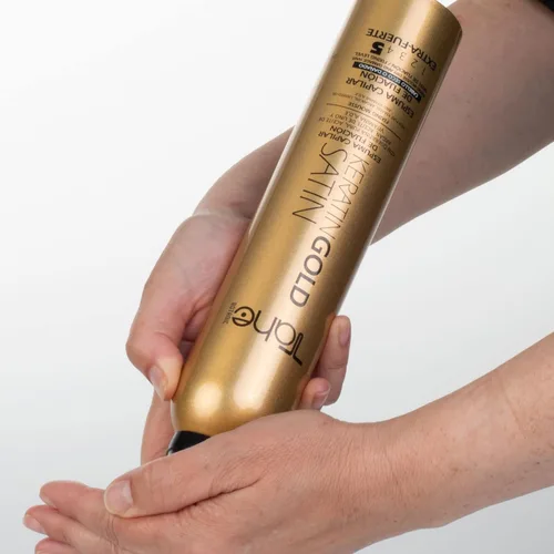 Vista 5 de Tahe Botanic Keratin Gold Satin Hair Styling Mousse para cabello seco o dañado, 6.8 fl oz (nivel alto 5)
