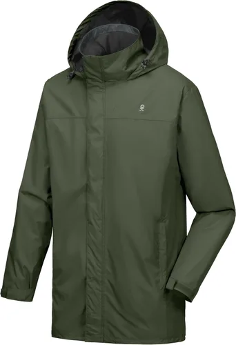 Vista 11 de Little Donkey Andy Men's Long Waterproof Rain Jacket with Hood Lightweight Rain Shell for Hiking