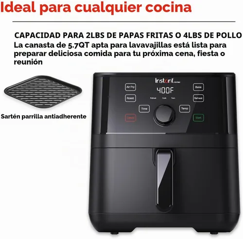 Vista 6 de Instant Pot Vortex - Freidora de aire de 5.7 cuartos de galón, opciones de programas personalizados, funciones 4 en 1, tecnología EvenCrisp que