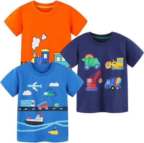 Vista 9 de GFQLONG Camisetas de manga corta para niños pequeños, camisetas de algodón Avión