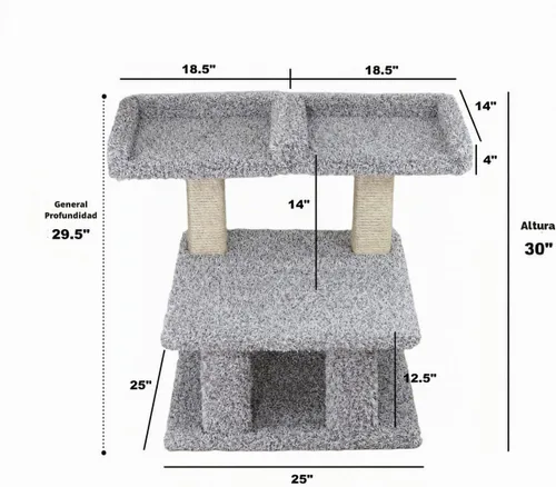 Vista 3 de New Cat Condos Poste para gatos extra grande con 2 perchas para ventana