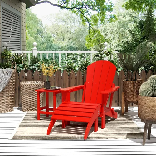 Vista 43 de WestinTrends Malibu - Silla de salón para exteriores, juego de 2 sillas Adirondack con otomana, sillas plegables de madera de polietileno para todo