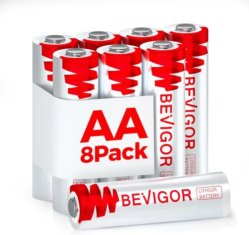Vista 13 de BEVIGOR Baterías de litio AA, pilas AA, paquete de 4 baterías de litio AA de 1.5 V, batería doble A, pilas AA de mayor duración para linterna