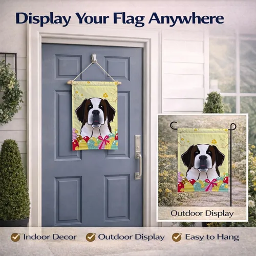 Vista 267 de Caroline's Treasures BB1923GF Bandera decorativa para jardín con diseño de Border Collie, para caza de huevos de Pascua, para jardín, jardín, patio