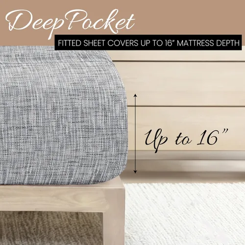 Vista 5 de Linen Market Juego de sábanas de 4 piezas tamaño matrimonial (gris claro cambray) – Duerme mejor que nunca con estas sábanas ultrasuaves y Cambray