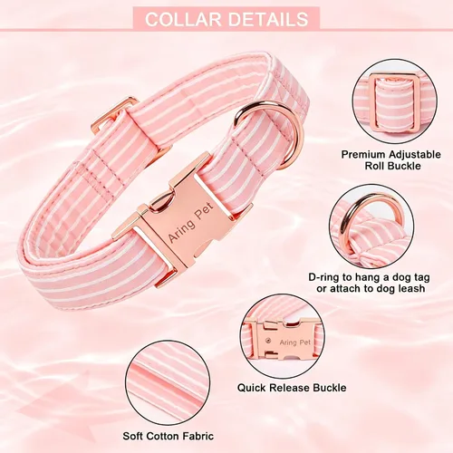 Vista 195 de Aring Pet Collar de algodón, ligero y ajustable, con hebilla de liberación rápida, para perros pequeños, medianos y grandes, para cachorros, S, Hoja