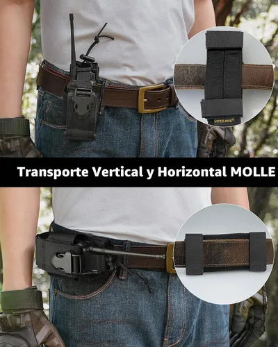 Vista 2 de VIPERADE MOLLE Funda de Radio - Funda Universal para Walkie Talkie para Cinturón de Servicio y Chaleco, Soporte de Radio Táctico para Baofeng Negro
