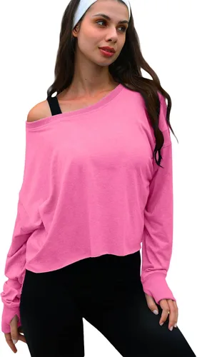 Vista 2 de UNIANKIYA Camisetas deportivas de bajo impacto con espalda abierta para mujer, de manga larga, recortadas, para gimnasio, correr, yoga, deportes