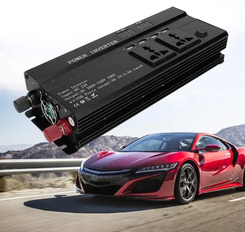 Vista 4 de Convertidor de energía 4000 W DC 12 V a CA 220 V, inversor de corriente de onda sinusoidal pantalla LCD del coche inversor de corriente de onda