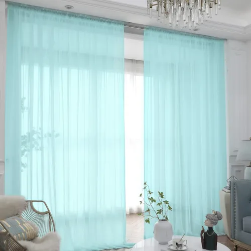 Vista 16 de L&TEC Cortinas traslúcidas para la ventana de color beige, 2 paneles de 48x45 pulgadas, con bolsillo básico para la barra de la cortina