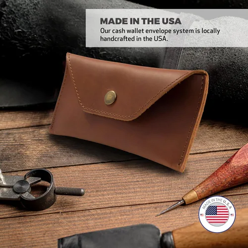 Vista 6 de Envoy Cartera de cuero genuino para efectivo hecha a mano con cuero de grano completo Bolsa de utilidad diseñada para efectivo, monedas, tarjetas
