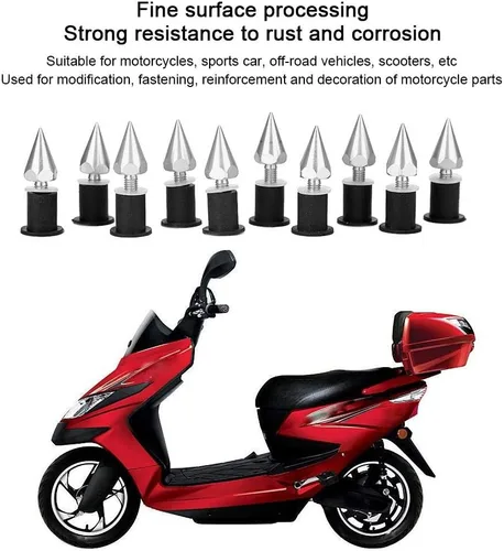 Vista 5 de Pico de pantalla de viento, tornillos M5 para parabrisas para modificación de motocicleta, plateado