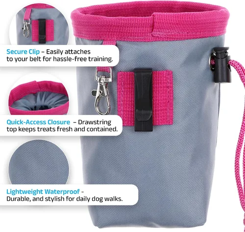 Vista 5 de DOOG Bolsa con clip para perros (pequeña), bolsa compacta de recompensa para entrenamiento de cachorros con clip seguro para la cintura, cierre