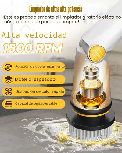 Vista 2 de Qimedo Limpiador eléctrico giratorio con dos baterías Q2 Pro, limpiador eléctrico de alta potencia de 1500 RPM para limpieza, cepillo de limpieza