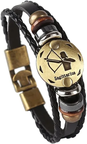 Vista 54 de Hamoery Pulsera de cuero de aleación punk para Constellation trenzada pulsera pulsera brazalete