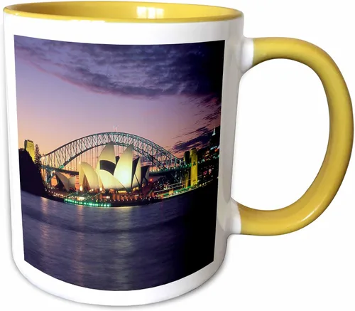 Vista 11 de 3dRose mug_66291_6 "Sydney, Australia purple and pink sunset" - Taza de dos tonos, 11 onzas, multicolor 2-Blanco