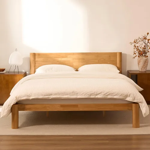 Vista 10 de FLEXISPOT Hako - Marco de cama de carpintería japonesa G2, cama de plataforma Queen de madera de caucho maciza, certificado IAS y SGS