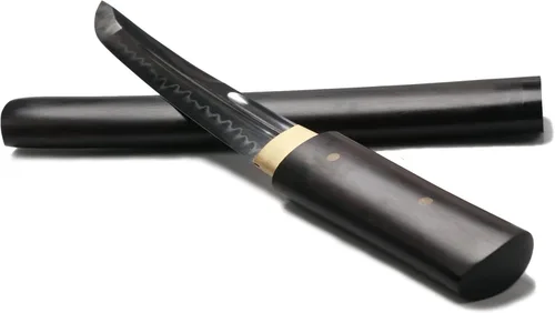 Vista 3 de siwode Katana corta y afilada hecha a mano, espada real samurái ninja japonesa (T10 templada) de 15 pulgadas