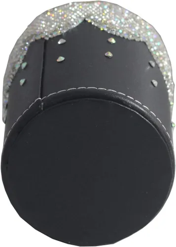 Vista 4 de Estuche organizador de bolígrafos de cristal con diamantes de imitación para bolígrafos y cosméticos (color negro redondo, mediano)