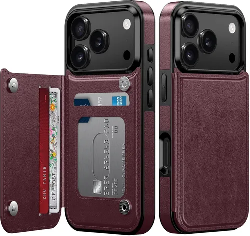Vista 155 de LETO para iPhone 15 Pro Funda tipo cartera - Tapa tipo folio con patada - Diseños de moda - Tarjetero - Funda protectora para mujeres y niñas - 6.1