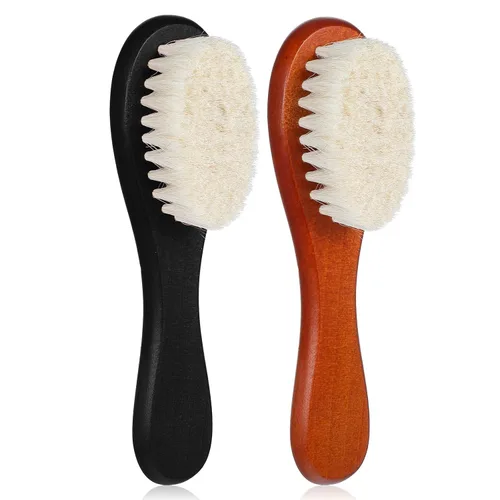 Vista 8 de Mozeat Lens Cepillo de pelo, 2 piezas de cerdas naturales de jabalí, mango de ABS, cepillo de peluquero profesional para desenredar, alisar