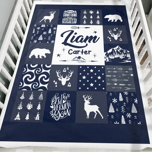 Vista 2 de Zocoshi Manta de Bebé Personalizada – Manta de Bebé Personalizada con Nombre para Niños para Recién Nacidos, Vellón Suave con Monograma (30 x 40)