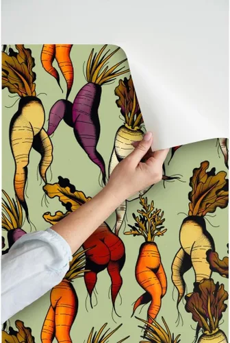 Vista 3 de Spoonflower Carrot Butts - Papel tapiz para despegar y pegar