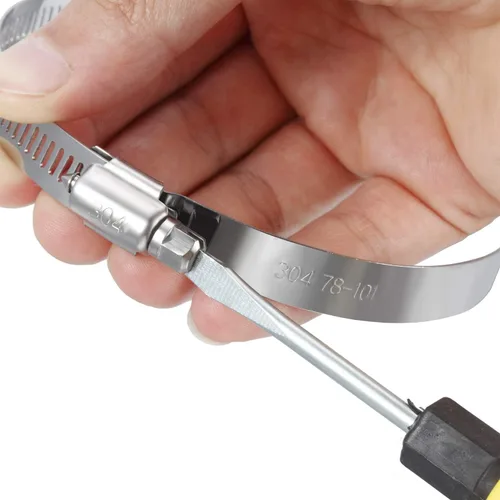 Vista 8 de Boao 4 abrazaderas ajustables de acero inoxidable 304 para conductos de 4 pulgadas, abrazadera de manguera de engranaje helicoidal para tubería