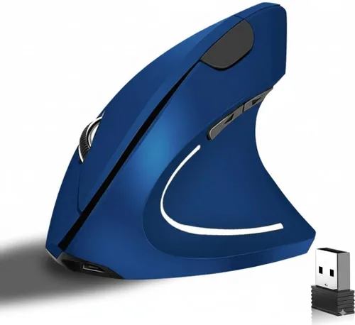 Vista 15 de Ratón inalámbrico vertical ergonómico, elegante, recargable, 2.4G, ratón óptico inalámbrico con receptor USB, 800/1200/1600 DPI, 5 botones
