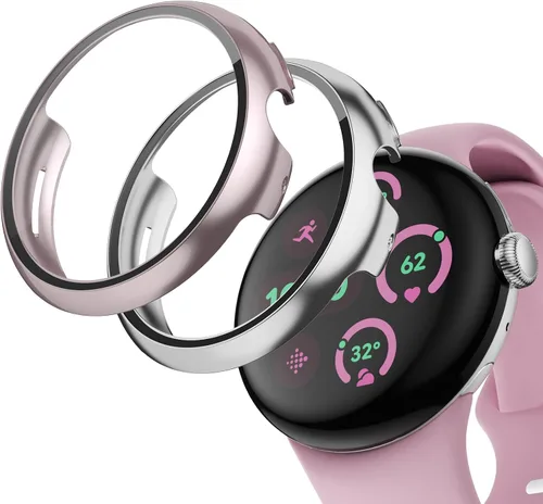 Vista 13 de JZK Paquete de 2 fundas protectoras de pantalla para Google Pixel Watch 2 (2023) / Pixel Watch, carcasa protectora general resistente a los arañazos