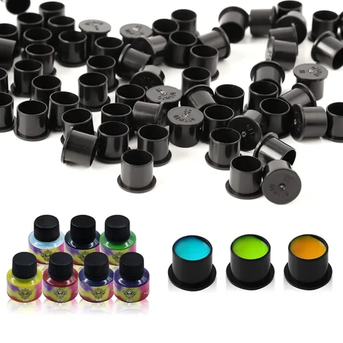 Vista 5 de Autdor - 1000 tapas de tinta para tatuaje, tazas con base de pigmento desechable, vasos de tinta de tatuaje de microblading, con base de pigmento