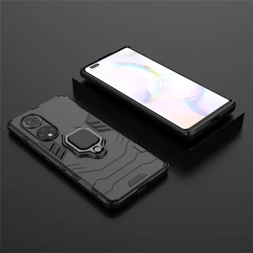 Vista 6 de Compatible con Huawei Nova 9 Pro, funda Honor 50 Pro, soporte de anillo de metal a prueba de golpes (funciona con soporte magnético para automóvil)