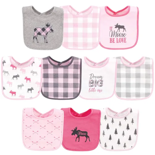 Vista 23 de Hudson Baby Baberos unisex de algodón para bebé, nube rosa, talla única (paquete de 2)