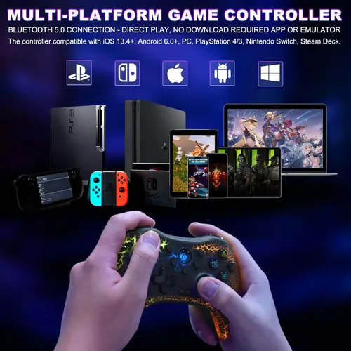Vista 3 de Koiiko Wireless Game Controller Cracked Gamepad for iOS Android PC NS Switch PS4 PS3 Steam Deck Works with iPhone 151413X, iPad, Samsung, Call of