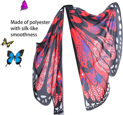 Vista 2 de AWAYTR Chal de alas de mariposa para mujer, capa de hadas para mujer, accesorio de disfraz de Halloween