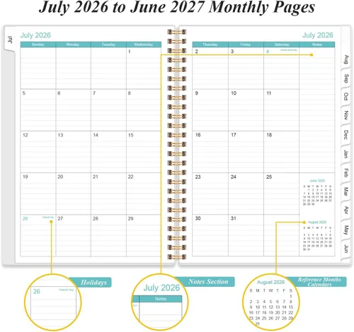 Vista 4 de Agenda y libro de citas 2026-2027, agenda diaria por hora 2026-2027, de julio de 2026 a junio de 2027, libro de citas semanal con intervalo de 30
