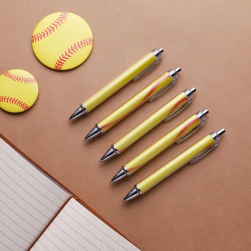 Vista 4 de 10 bolígrafos de sóftbol lindos regalos de sóftbol para equipo, punta media (0.039 pulgadas), bolígrafo retráctil de tinta negra para regalos