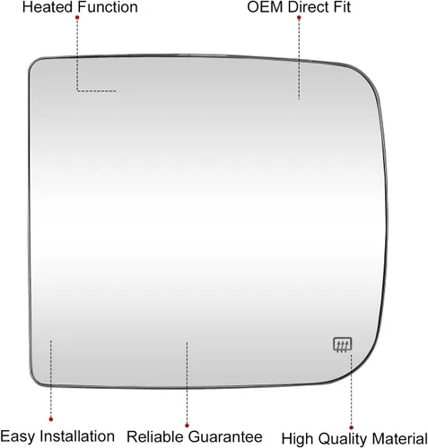 Vista 3 de Espejo calefactable superior del lado izquierdo del conductor para Dodge Ram 1500 2500 3500 2009 2010 2011 2012 2013 2014 2015 2016 2017 2018 2019