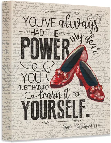 Vista 12 de Glinda The Wizard of O-Z You've Always Had the Power Inspirational Quote 11x14 Framed Wall Art Ready to Hang Ruby Slippers Literary Fantasy Decor