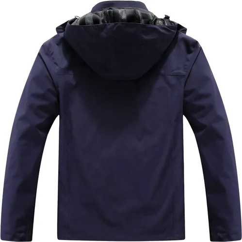 Vista 2 de Chaqueta impermeable ligera para hombre con capucha, para el aire libre, senderismo, viajes