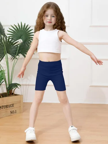 Vista 5 de Poroka Paquete de 6 pantalones cortos de ciclismo para bebés y niñas pequeñas, pantalones cortos de verano suaves para niñas, pantalones cortos