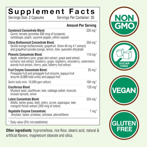 Vista 2 de Country Farms Super Fruit and Veggies Capsules, suplemento alimenticio integral, potente antioxidante, apoya la energía, la salud inmunológica