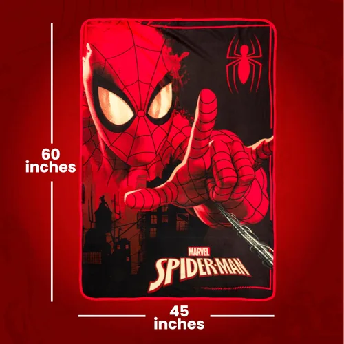 Vista 10 de Silver Buffalo Marvel Universe Spider-Man Spidey Close Up Web Shooter 45" x 60" Manta de forro polar, Manta suave y acogedora, 180 GSM