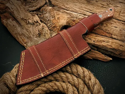 Vista 8 de Cuchillo de carnicero de Damasco, cuchillo de carnicero para cortar carne, 12 pulgadas, hecho a mano, cuchillo de espiga completa para cortar carne