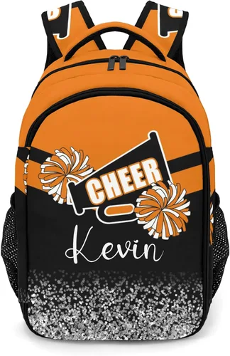 Vista 11 de XOZOTY Mochila de animadora púrpura claro personalizada con nombre para hombres y mujeres, bolso de hombro para computadora portátil, bolsa