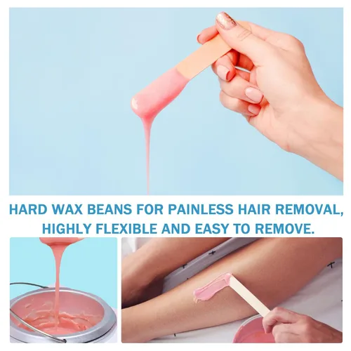 Vista 3 de 12 cuentas de cera dura para depilación, cuentas de cera para depilación facial y cuerpo, cuentas de cera en casa con palos, kit de cera para todo