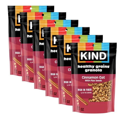 Vista 18 de KIND HEALTHY GRAINS Granola, snack saludable, granola de vainilla y arándanos con semillas de lino, mezcla de aperitivos, 3 unidades, 33 onzas