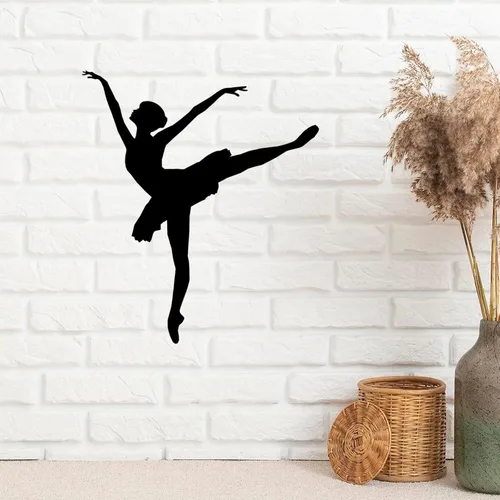 Vista 2 de Letrero de metal cortado con láser, diseño de bailarina y niña, arte de hierro, escultura de pared, placa decorativa para casa, decoración