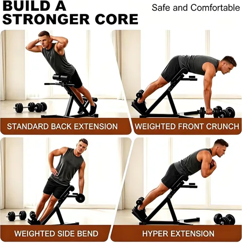 Vista 7 de ComMax Roman Chair Back Hyperextension Bench Adjustable Back Exercise Machine Home Gym Workout Equipment for Abs and Glute